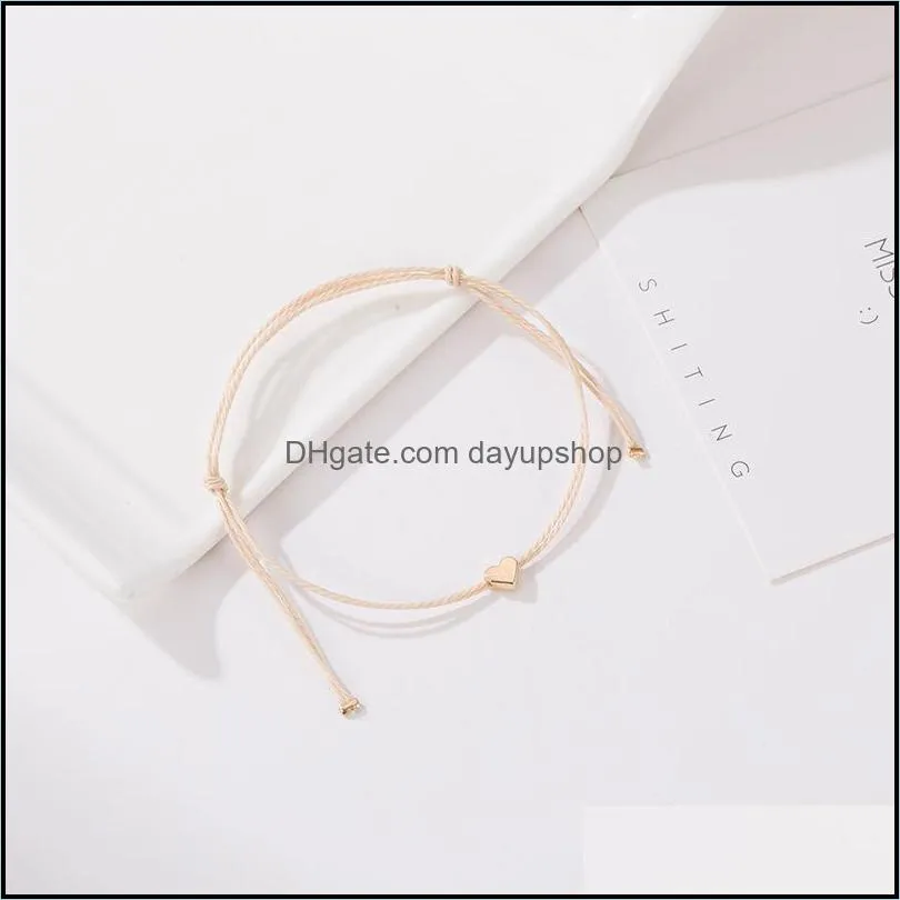 2022 new Hot selling jewelry sweet simple twine cord heart-shaped bracelet small  love heart bracelet