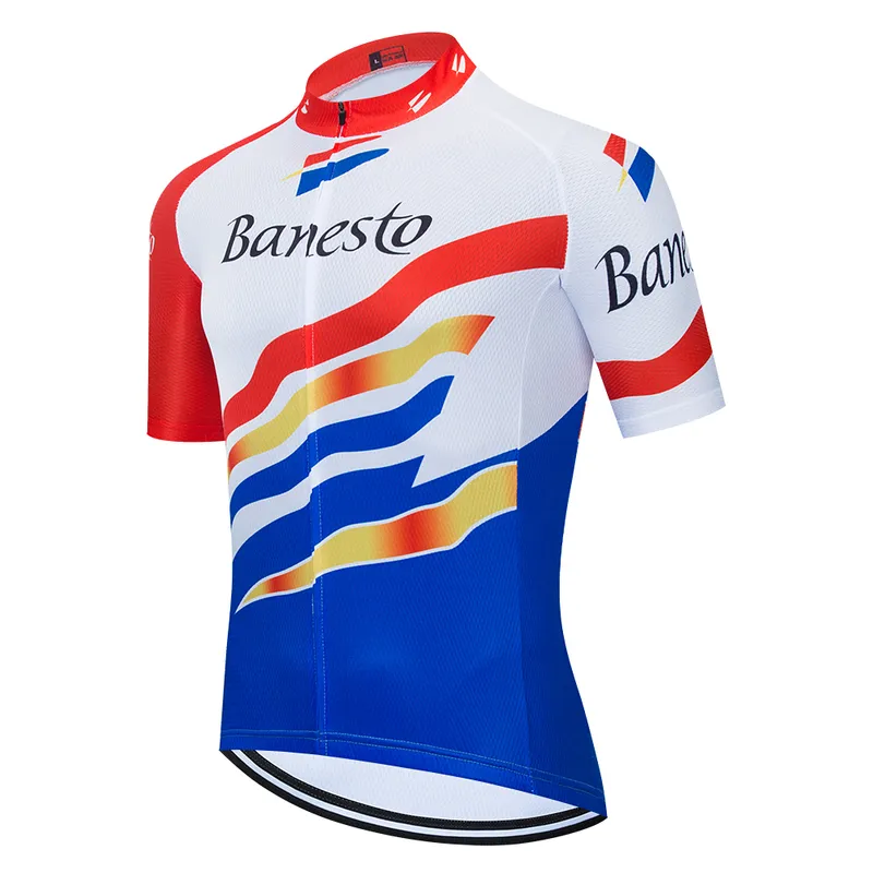 Banesto equipe pro camisa de ciclismo mtb ropa ciclismo das mulheres dos homens verão ciclismo maillot bicicleta camisa wear 2202262508