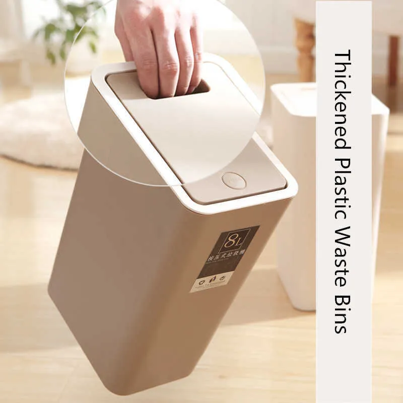 キッチンゴミ箱プレスタイプゴミ箱家庭用バスルームバッグホルダー缶詰の分類ラージビン210728