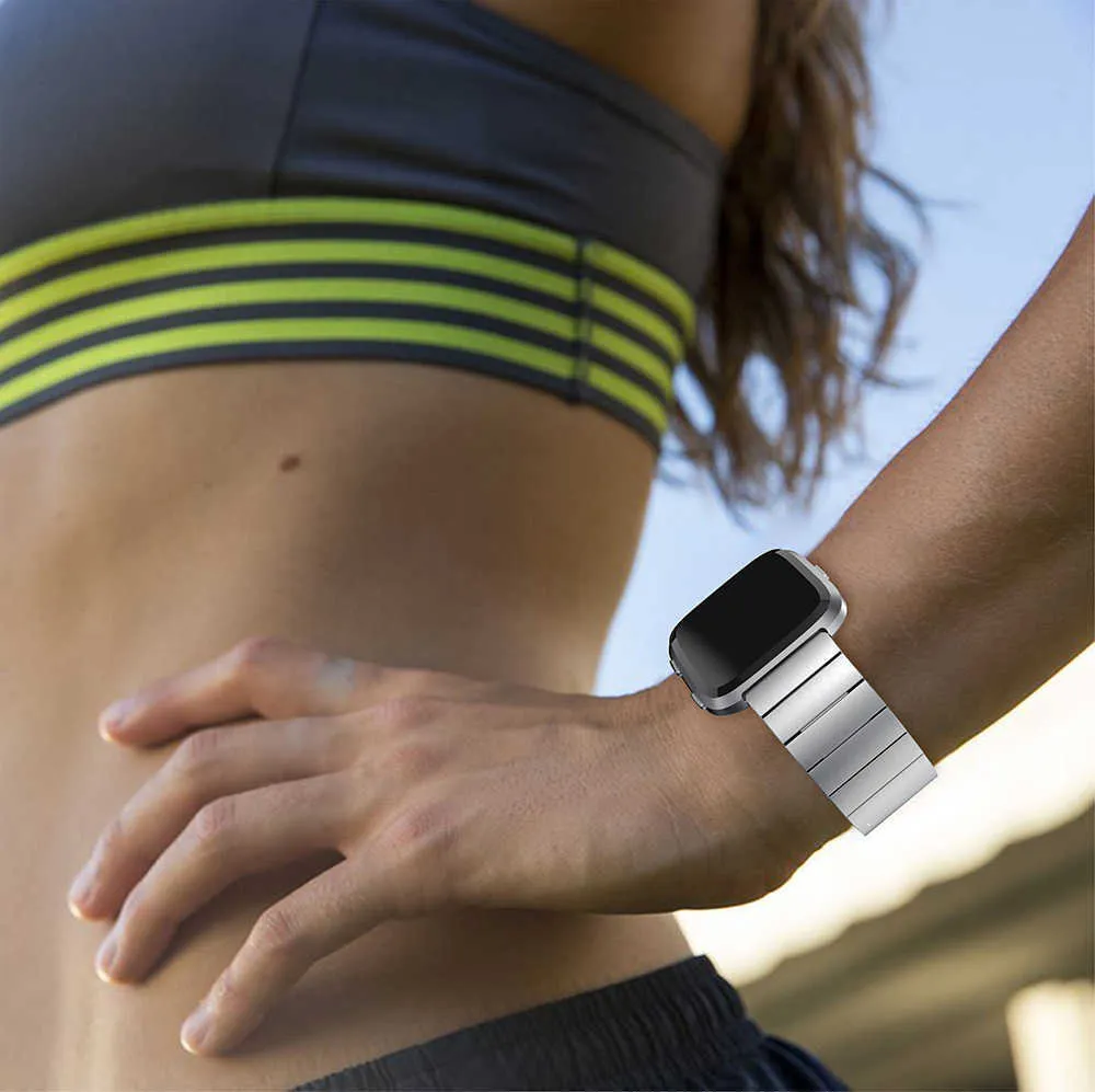 Cinturino orologio in acciaio inossidabile di nuova moda Fitbit Versa Smart Watch Bracciale di ricambio cinturini in metallo Accessori cinturino H0915