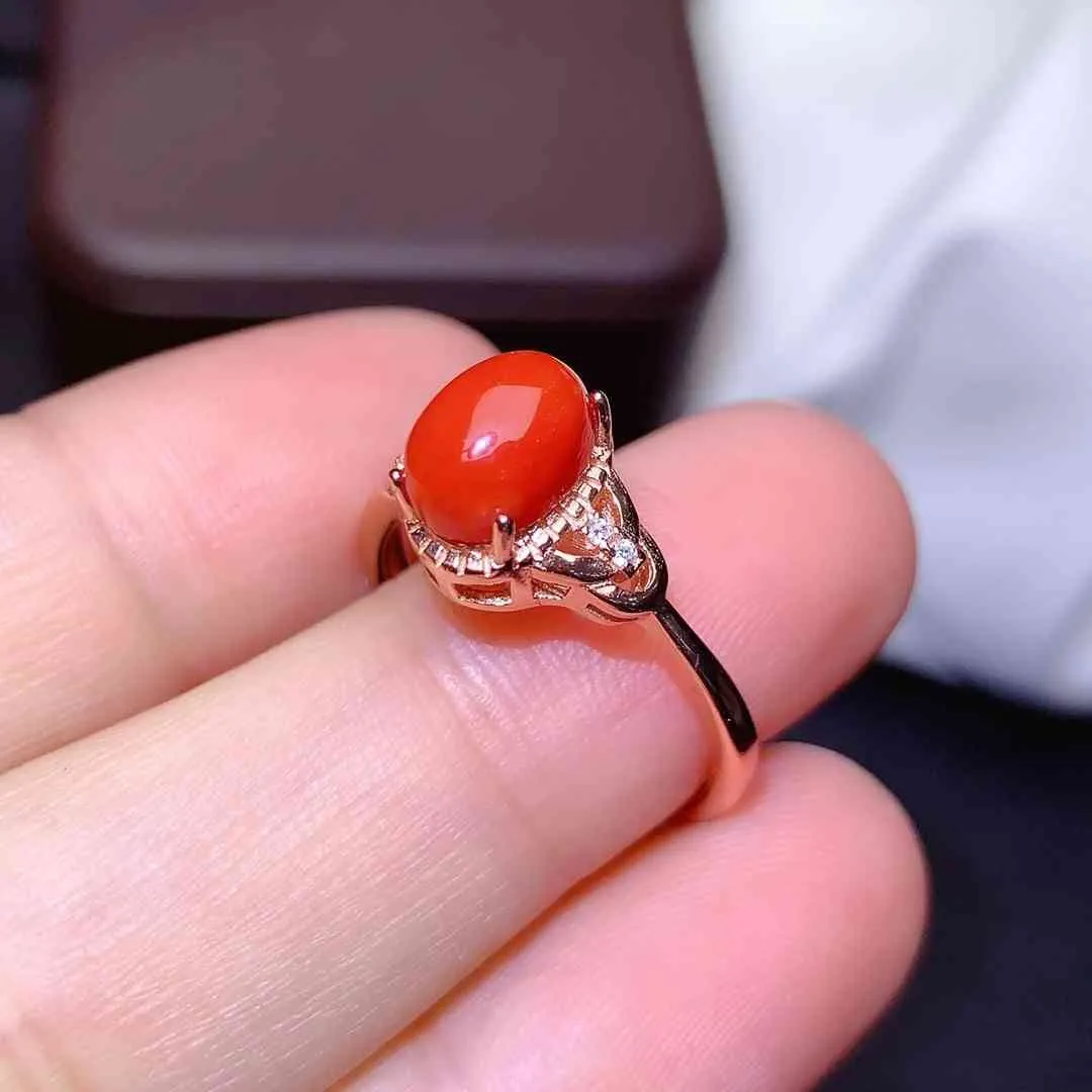 Кольца Colife 100 Real для вечеринки 6 мм8 мм натуральное красное кольцо 925 Серебряное итальянское коралловые украшения7052829