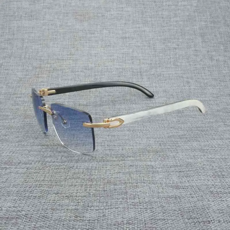 2024 fashion Men's Luxury Designer Women's Sunglasses Natural Wood Men Black Buffalo Horn Rimless Eyeglasses Women Accessorie Metal Frame Oculos Square Gafas Club