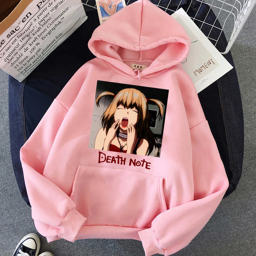Hoodies Sweatshirts Harajuku Nette Misa Amane Casual Loog Sleeve Street Style Cool Anime DEATH NOTE Print Hoodie Männer Frauen Unisex H0910