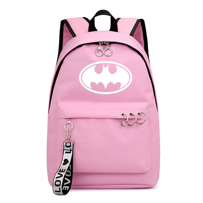 DC Superhero otaczające Batman Luminous Backpack Printing College Style Girl's Ribbon Bag222d