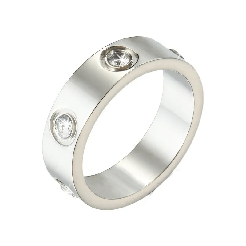 Love Screy Ring Pierścień męskie pierścienie 6 Diamentów projektant luksusowy biżuteria Kobiety Tytanium Stalowa stal Full Diamond Goldplated Gold Silver3367666