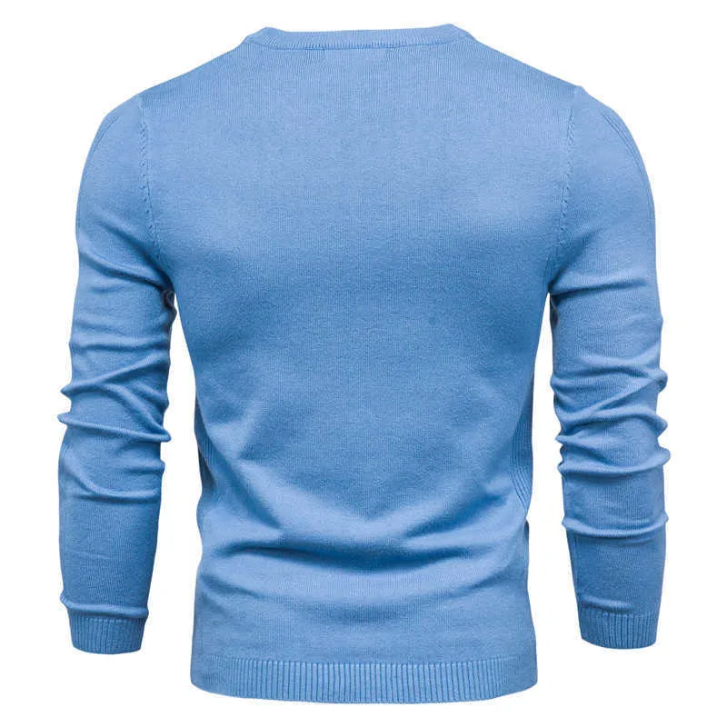 O 넥 풀오버 남성 스웨터 캐주얼 솔리드 컬러 따뜻한 스웨터 남성 겨울 패션 슬림 망 스웨터 11 색 211018