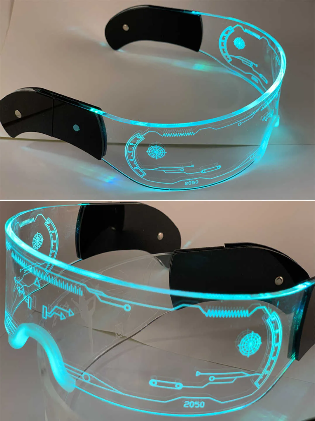 Lunettes lumineuses LED sans fil, avec lentille foncée, Costume de fête, lunettes de soleil, Bar Club KTV Disco3521845