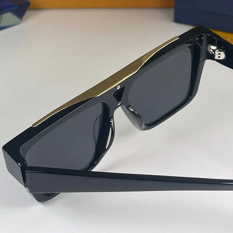 Designer Dowody okulary przeciwsłoneczne Z1503W Męskie czarne lub białe rama octanu fazowana przednia Z1502E z literami wygrawerowanymi na soczewce Patte233U