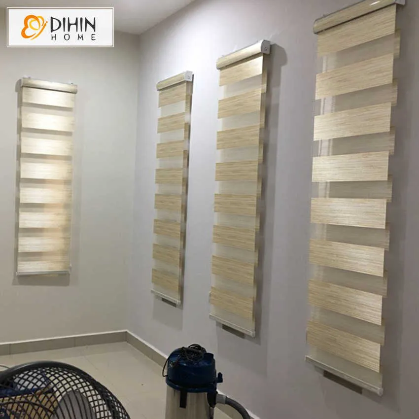 DIHIN HOME Tende oscuranti di lusso a i Tende zebrate a doppio strato Tenda a rullo Facile installazione Dimensioni personalizzate 210722