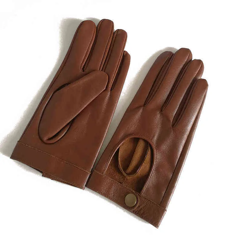 Half Palm Handschuh Nietenstifte Street Fashion Fahrhandschuhe Echte echte Ziegenlederhandschuhe Damenmode Kurze Fäustlinge G599 220112