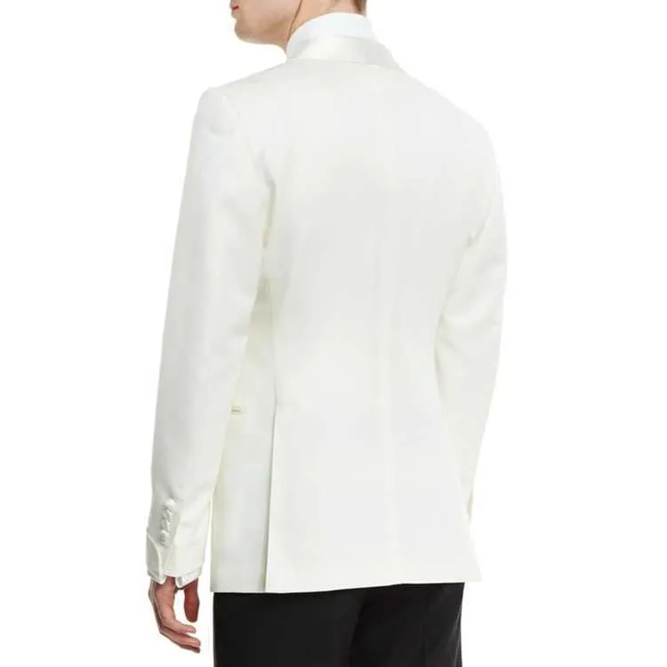 2021 Beyaz Fildişi Erkekler Takım Damat Smokin Düğün Takımları Erkekler Moda Smokin Balo Yemeği Partisi Performans Ceket Pantolon X09305B