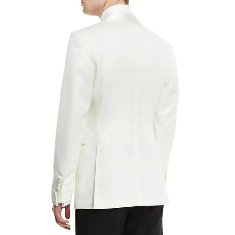 2021 Blanc Ivoire Hommes Costumes Marié Tuxedos Costume De Mariage Pour Hommes Mode Tuxedos Bal Dîner Soirée Performance Veste Pantalon X09269r