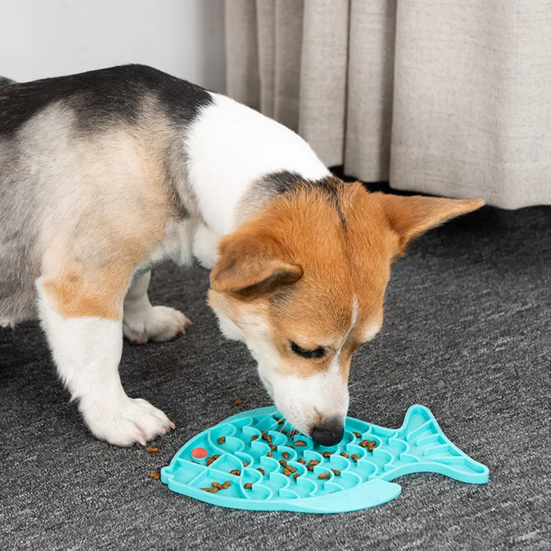 Fish Shape Silicone Bowl Dog Lick Mat Slow Feeding Bowl For Small Medium Dogs Puppy Cat Treat Feeder Dispenser Pet Supplies