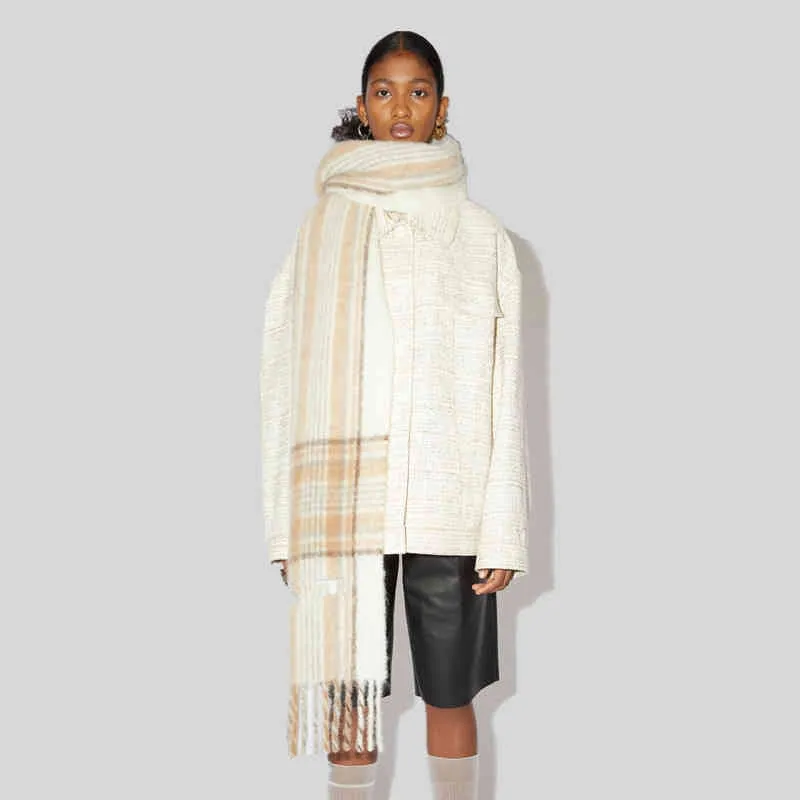 Fine chèque cachemire écharpe féminin épaissie en automne et hiver avec un écharpe à couple de châle AC