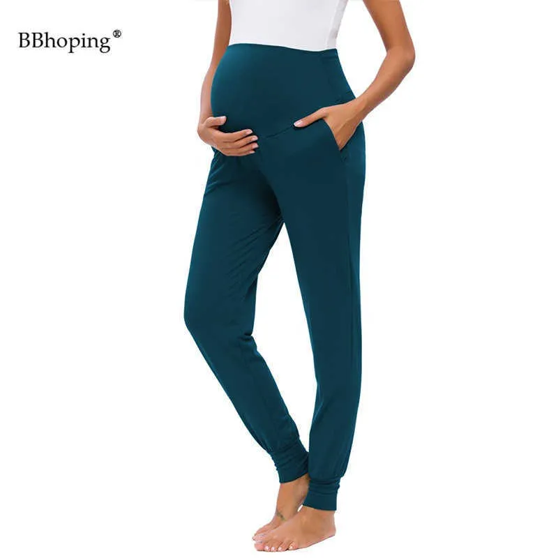 Vêtements de maternité Pantalons de grossesse Super Stretch Secret Fit Belly Cheville Skinny Travail Casual Pantalon confortable 210721