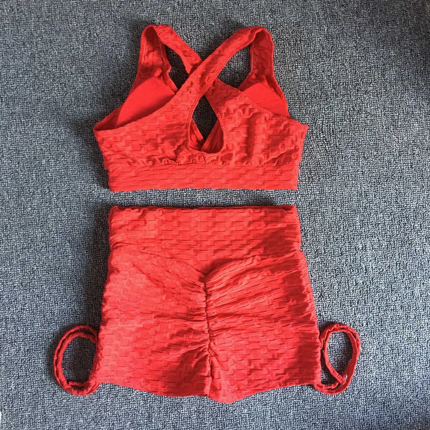 S-XL Pad Yoga Set Kvinna Sportkläder Sträcka Gym Shorts Set Kvinnor Kläder Sport Bra Workout Kläder TrackSuit 210802