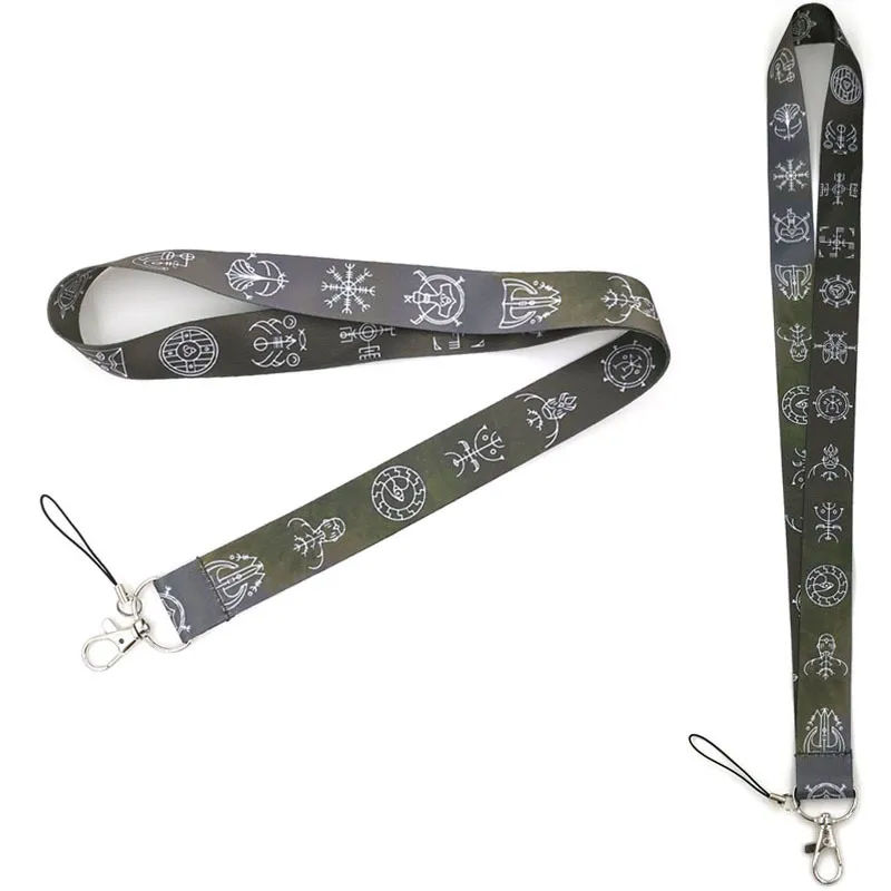 10 Stks Viking Symbolen Vintage Mannen Paar Halsband Lanyard Sleutelhanger Telefoon ID Badge Houder Touw Sleutelhanger Keyring Accessoire Gift