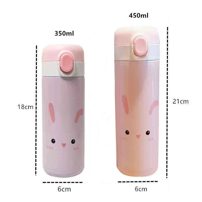 350 ml / 450 ml Cartoon Thermos Mok Portable Belle tasse isolée Échantillons de rouille Thermoscan Bouteilles thermiques Eau pour don 211109