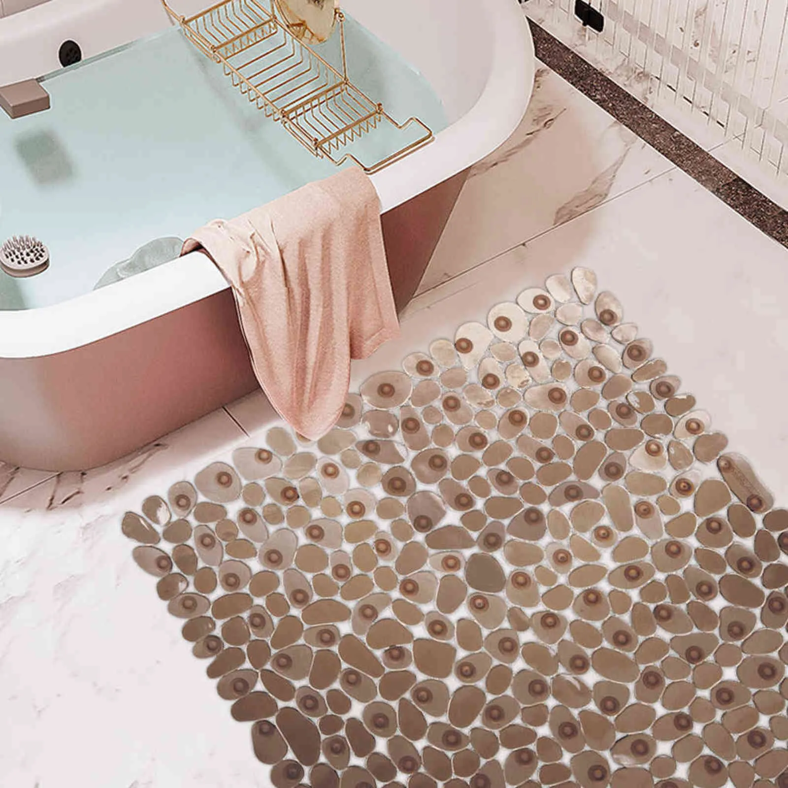 Tapis de sol de salle de bain Pebble Design tapis carré antidérapant bain douche baignoire PVC Pad, 211109