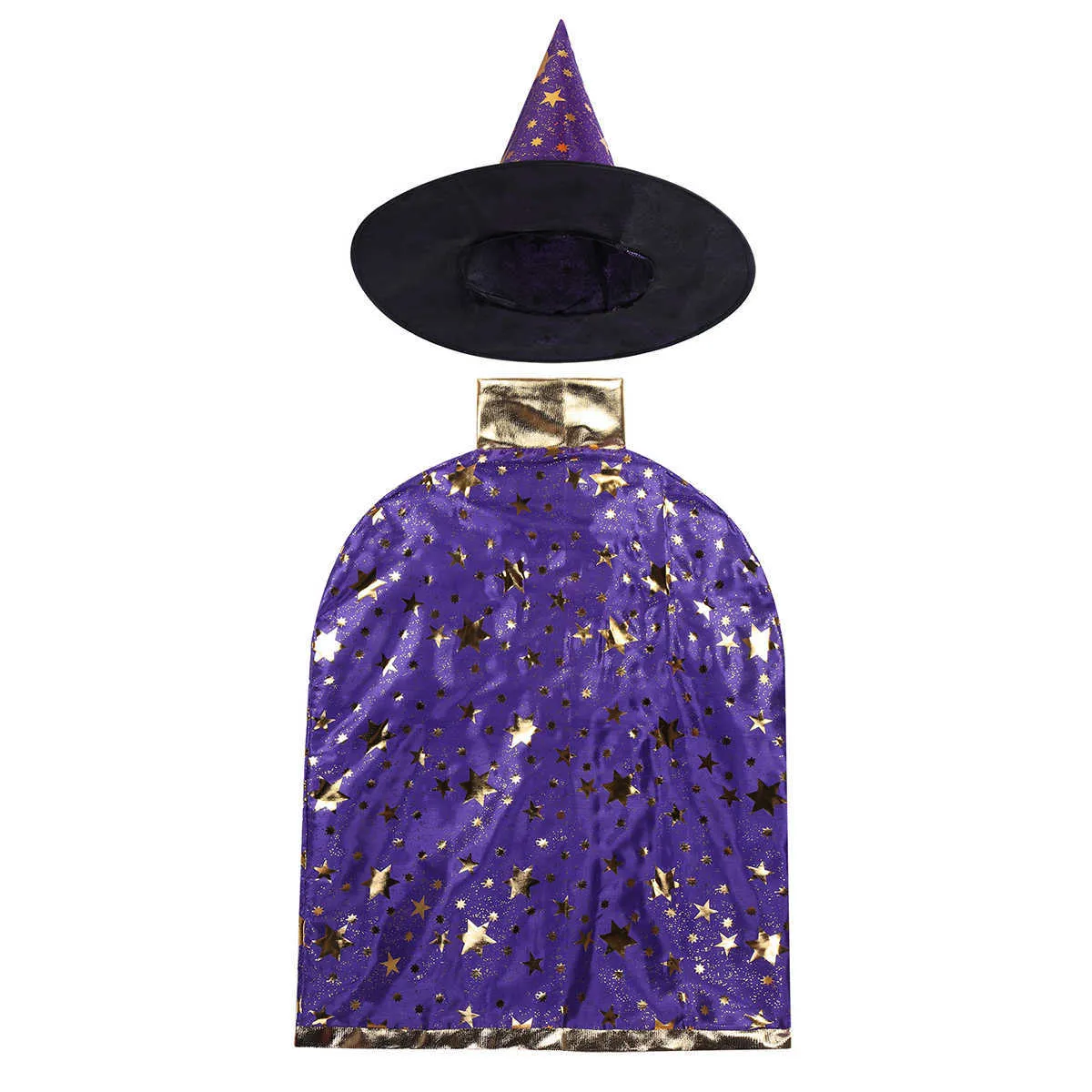 Bambini Halloween Costume Witch Wizard Wizard mantello Capo con cappello appuntito Set Anime Cosplay Party Stars Pattern Girls Boys Boys Magician Outfit Q0910