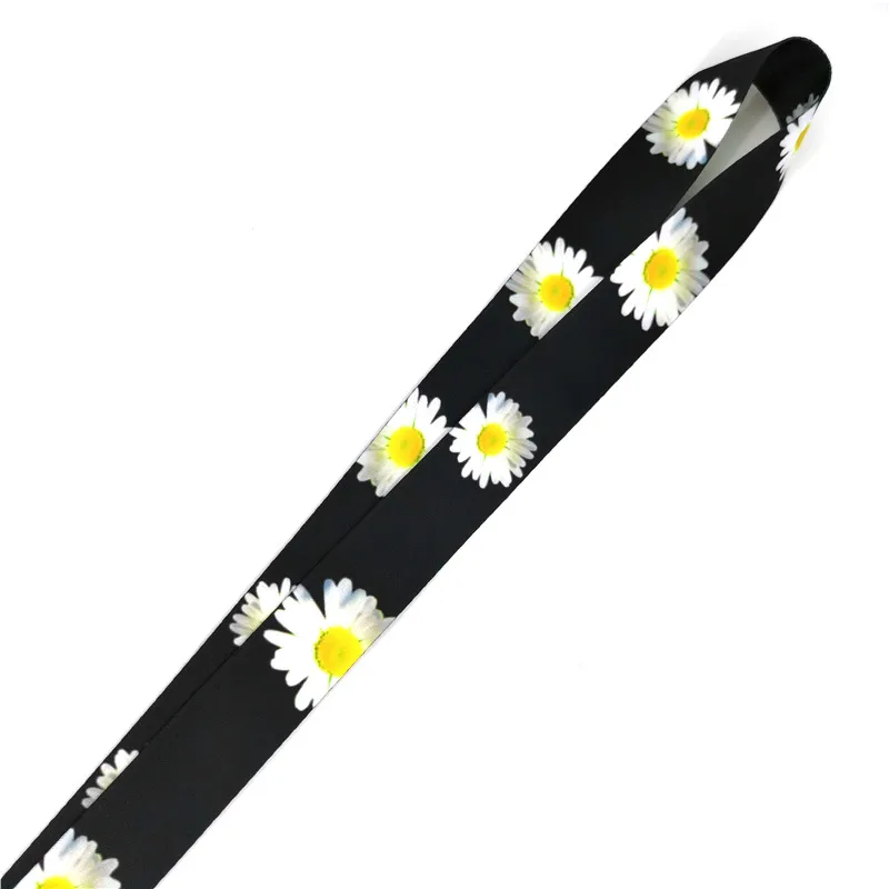 100 pièces marguerite fleur cou sangle lanière pour clés femmes hommes carte d'identité porte-Badge sangles de téléphone portable accrocher corde ruban lanières