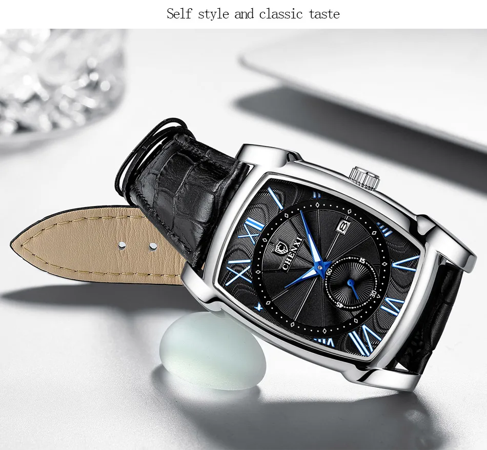 Luxe horloge roestvrij automatisch mechanisch herenhorloges heren sportpolshorloge zwart lederen band257q