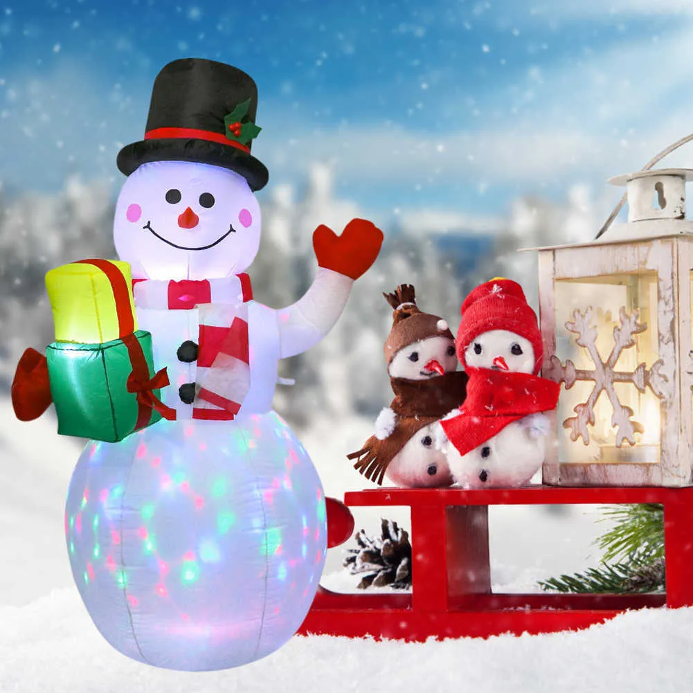 Modèle gonflable de lumière LED Bonhomme de neige de Noël Coloré Rotation Airblown Poupées Jouets pour les fêtes de ménage Accessoires 211104