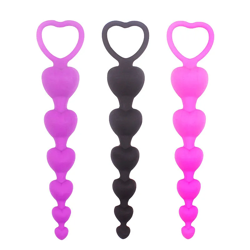 Massage 6 Perles Douces Plug Anal Coeur Grosses Boules Anales Silicone Anus Jouets GSpot Stimulant Butt Plugs Adulte Sex Toys Couple Sexy Pr2872192