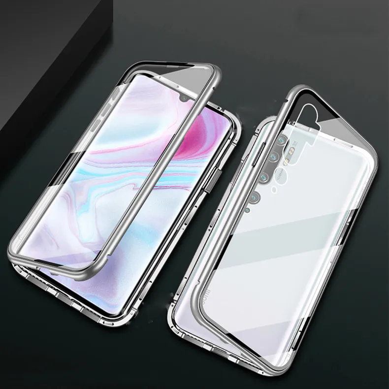 Hüllen aus gehärtetem Glas für Xiaomi Mi Note 10 Lite CC9 Pro Displayschutzfolie für Xiomi Mi Note 10 Pro Abdeckung magnetische Metallkanten