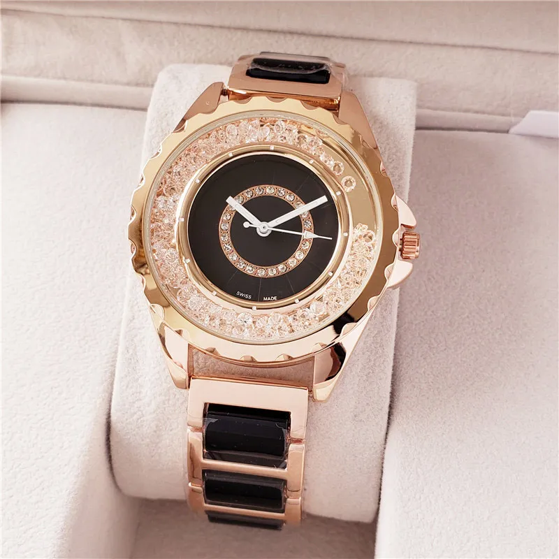 ТОП-брендовые часы для женщин и девочек, кварцевые наручные часы в стиле кристаллов с металлическим стальным ремешком CH32232k