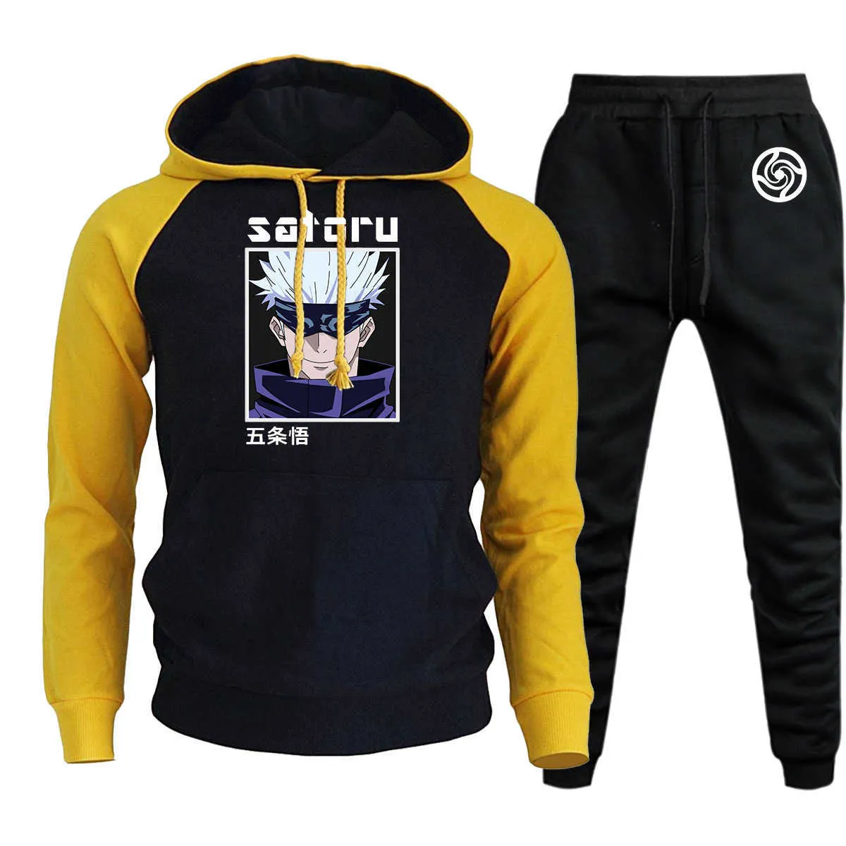 Mens Sportkleding Sets Jujutsu Kaisen Hoodies Pant Sweatshirts Casual Trainingspak Mannen Sweatshirt Pnats Jogging Harajuku Sweatpants Y0831