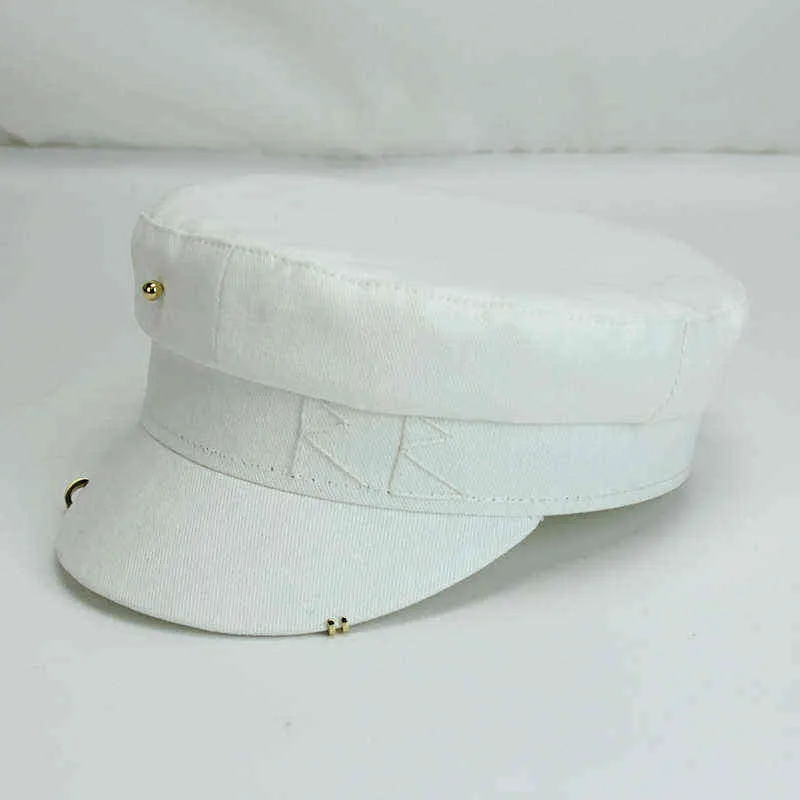 Simple broderie RB chapeau femmes hommes rue mode Style sboy chapeaux noir bérets plat haut casquettes livraison directe casquette 211227