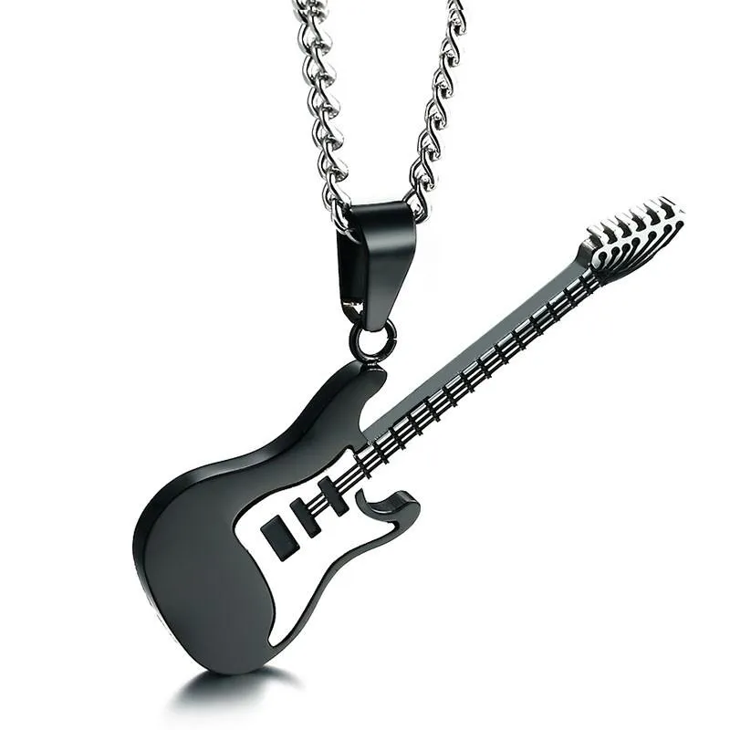 Colares pendentes Colar de guitarra de guitarra Kurshuni Trendy 24 polegadas de 24 polegadas de aço inoxidável punk rock rock fino party jewelry year presente para ma260r