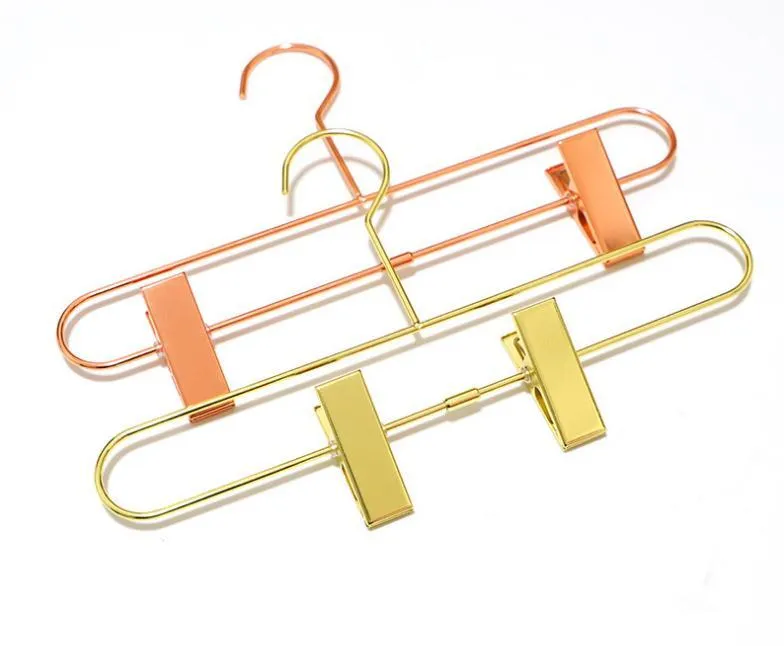 Nordic Style Rose Gold Metal Iron Trousers Hanger Rack Pants Skirt Clothes Clip Stand Hanger Wholesale