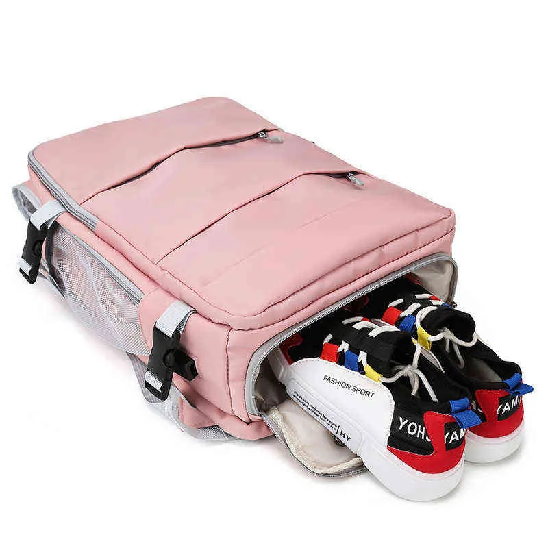 Rucksack-Stil Bagpink Damen wasserabweisend Anti-Diebstahl stilvolle lässige Tagestasche mit Gepäckgurt USB-Anschluss Aufladen 220723