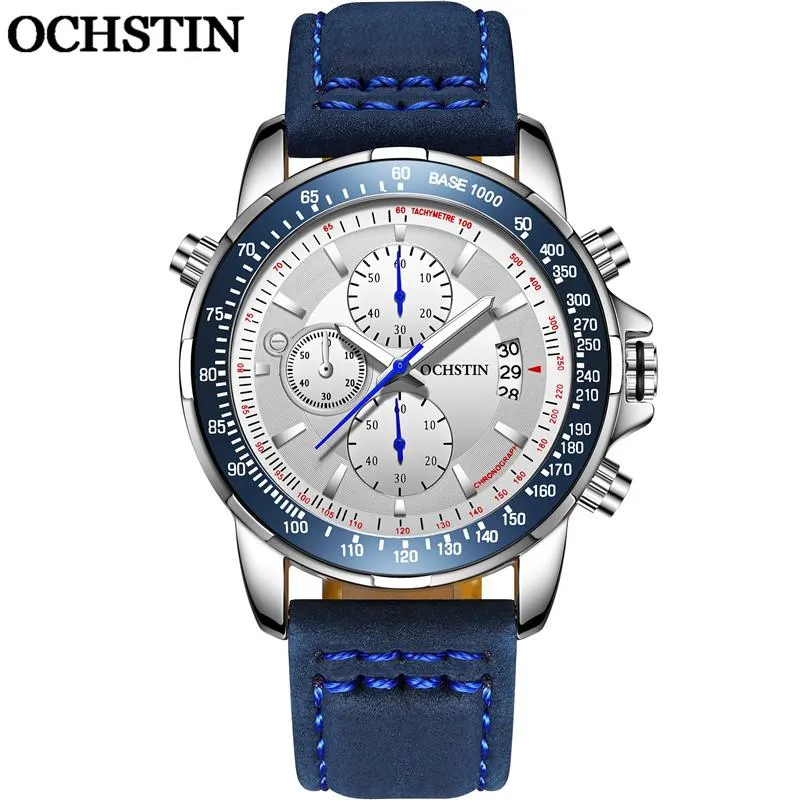 Armbanduhren OCHSTIN Mann Armbanduhr Chronograph Sport Männer Uhr Militär Armee Top Blau Gummiband Klassische Männliche Uhr Geschenk 6125260e