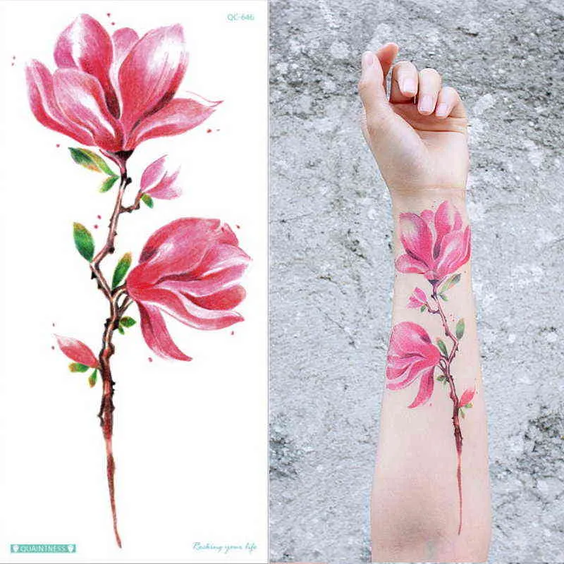 temporary armband tattoos waterproof temporary tattoo sticker flower lotus tattoo sleeve women wrist arm sleeves tatoo fake girl Y2589864