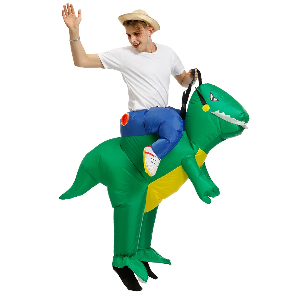 Mascot dockdräkt vuxna barn dinosaurie kostym födelsedagsfest klänning uppblåsbar t-rex dino kostymer purim jul halloween för 2052