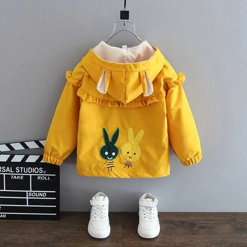 Kinderen Windbreaker Trench Coat Kleding voor Lente Herfst Kinderen Hooded Rainbow Bovenkleding Lange mouw Meisjes 1-7 Jaar 211011