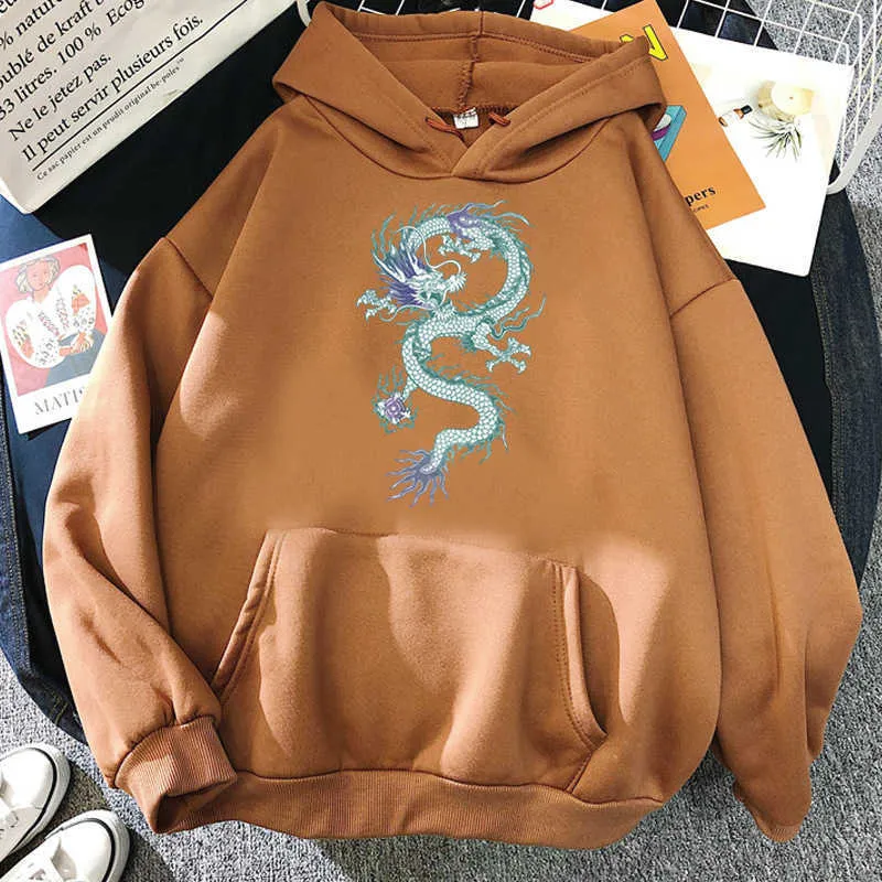 Cool Dragon Plus Taille Imprimer Sweatshirts Femmes Surdimensionné Tops Sweats à capuche Femme Pulls Casual Sweat à capuche Harajuku Style coréen Vêtements 210805