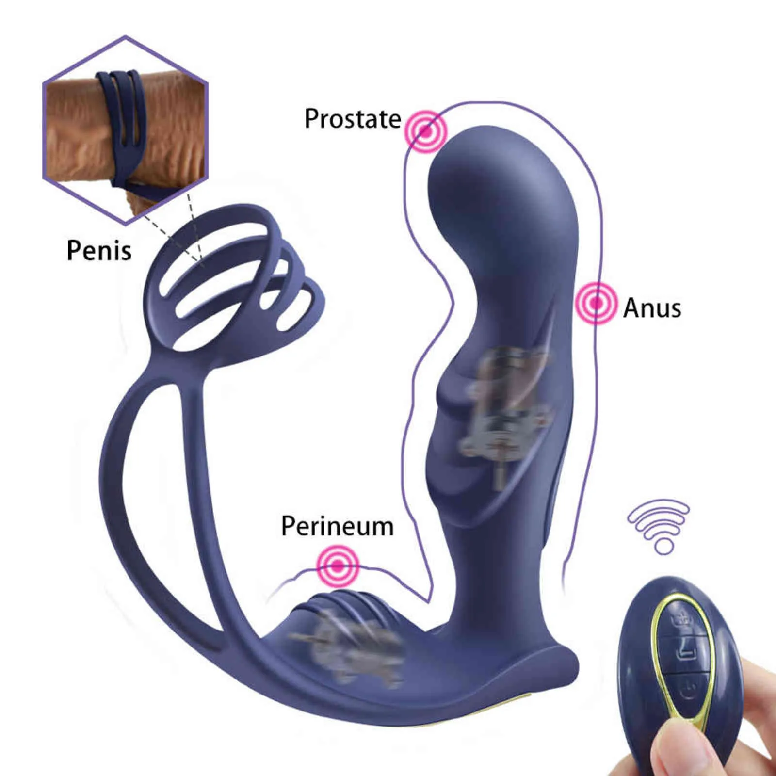 NXY Anal sex toys Male Butt Plug Vibrator Prostate Massager Éjaculation Retardée Cock Ring Wearable Anal Sex Toys pour Couples 1123