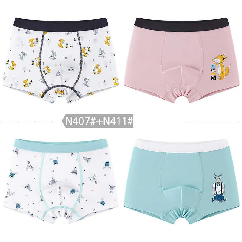 Mutandine di alta qualità ragazzo Boxer Cartoon Garcon Ragazzi Mutande Slip carini Pantaloncini bambini in cotone 4 pezzi 210622