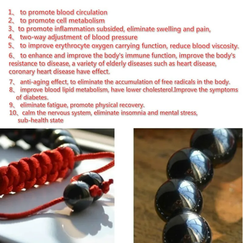 Bracelet de thérapie magnétique à l'hématite naturelle tissée Bracelet Bracelet Antiradiation Gifts pour hommes Women7976234457771