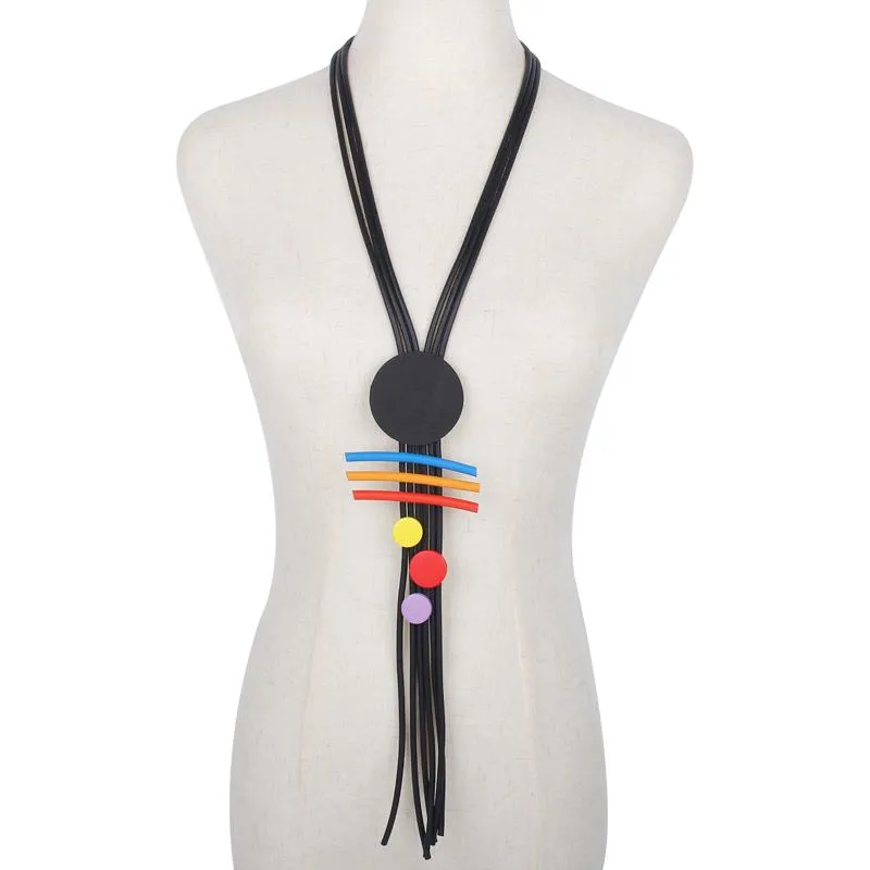 Pendant Necklaces Goth Style Strange Multi Layer Colorful Necklace Womens Rainbow Wooden Beads Rubber Gothic Body Jewelry Decor289E