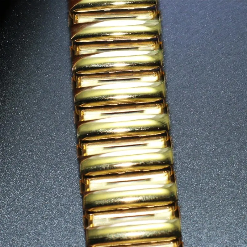 Horlogebanden Way Deng - Dames Heren Gouden roestvrij staal Flexibele stretch horlogeband Bandriem Armband Manchet Bangle 18 mm 20 mm Y095300B