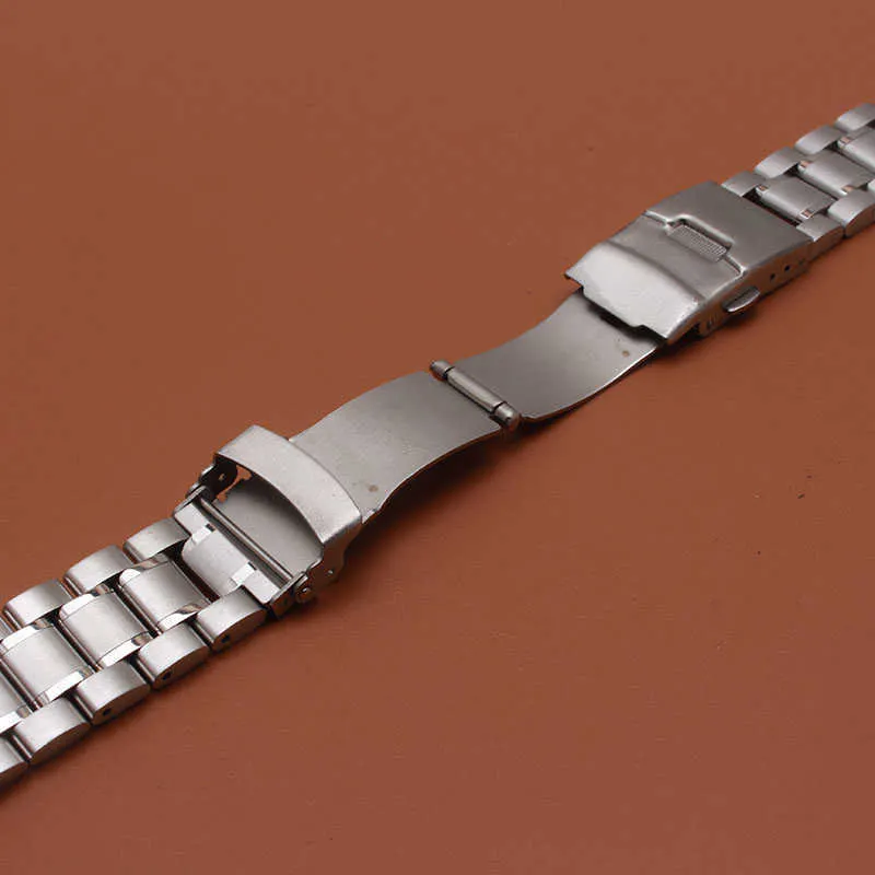 18mm 20mm 22mm 24mm Solid Stainless Steel Link Bracelet Wrist Watch Band Men Watchband Strap Replacement Curved End Safety Clasp H1077784