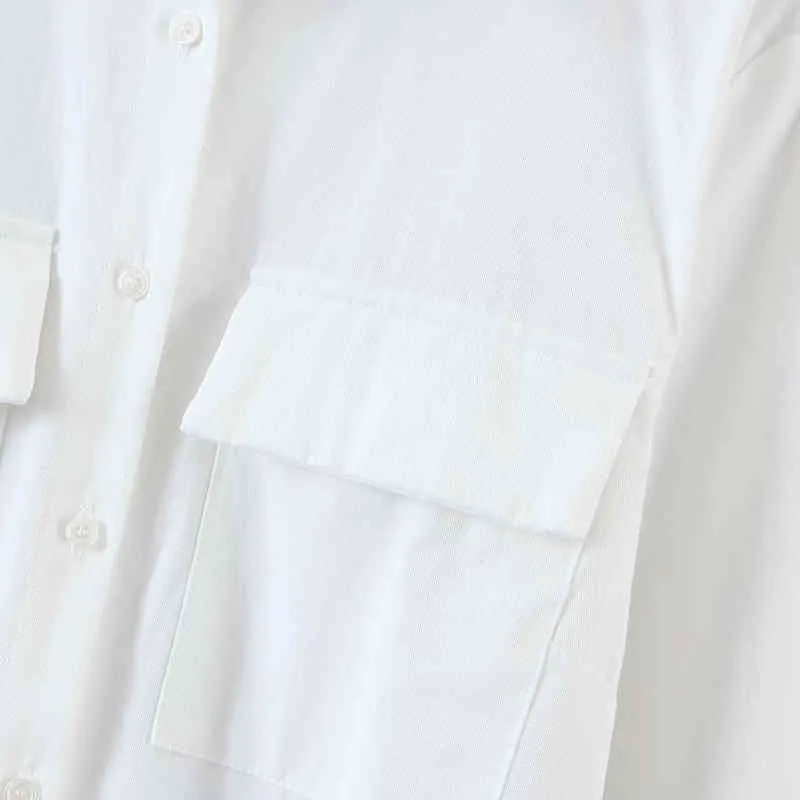 Casual Woman White Cotton Soft Shirt Dress Spring-Autumn Ladies Elegant Basic Sashes es Female Chic Pocket 210515