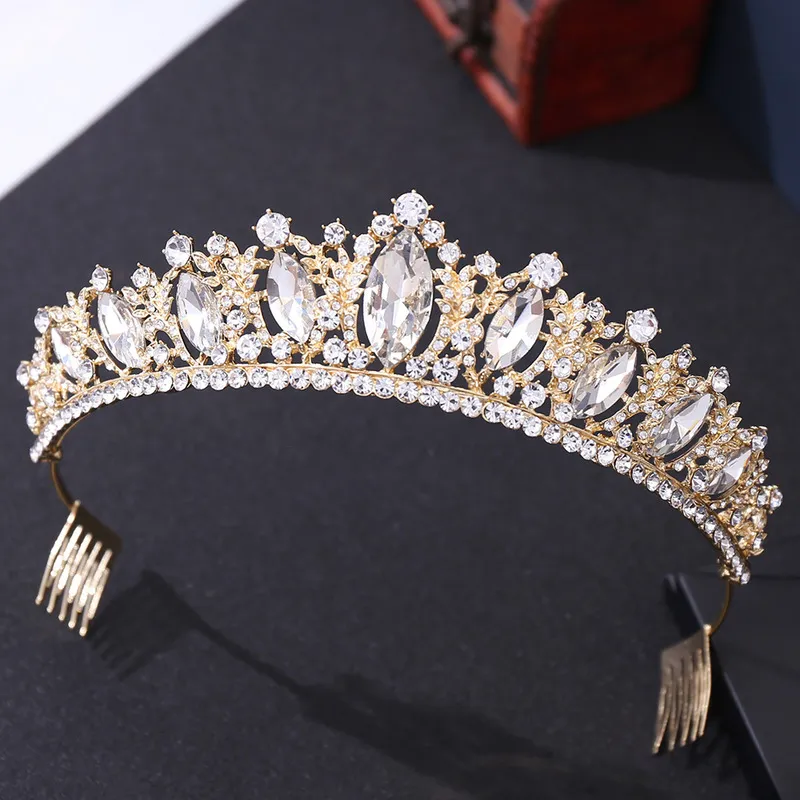 KMVEXO Crystal Bridal Tiaras Crown met kammen Pageant Diadema Collares Prinses Hoofpiezen Bruiloft Haaraccessoires 220224