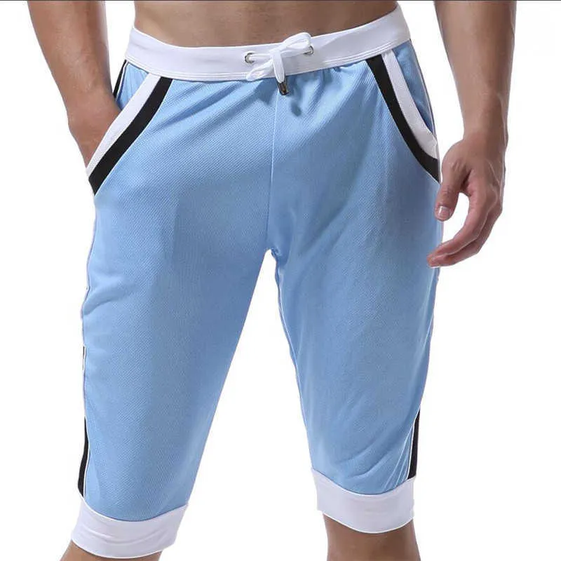 Sommar fritid Sportande shorts män byxor elastiska märke gym s mode snabb torr yttre slitage hemma 210714