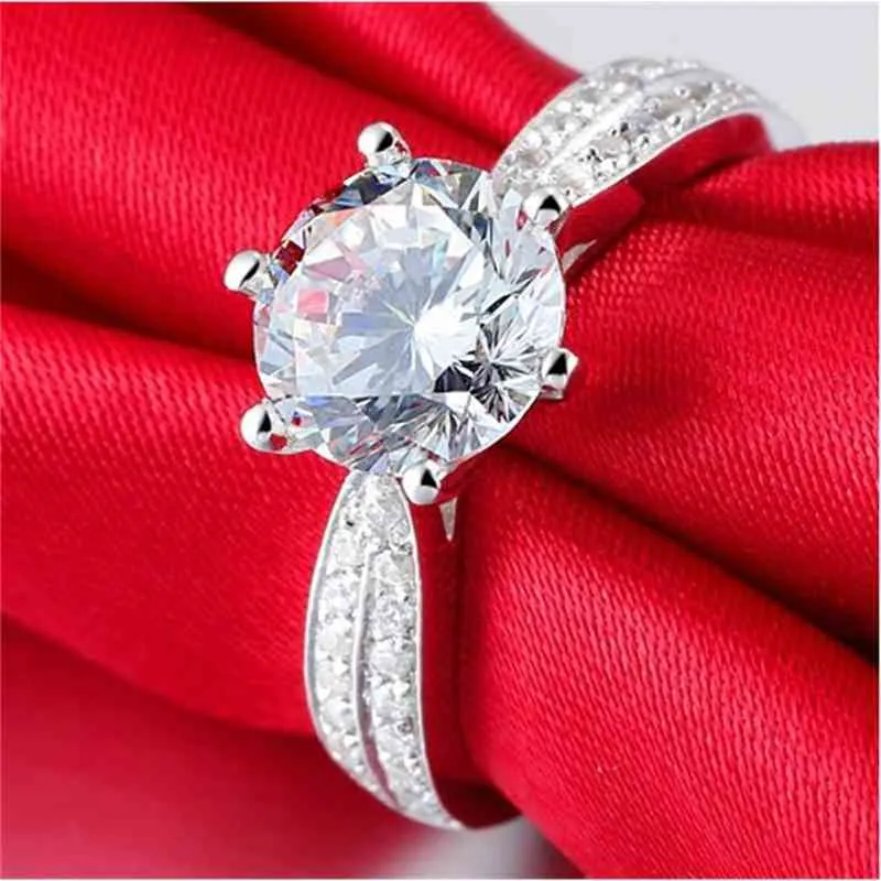 Brilliant 1CT Test Real Moissanite Diamond Engagement Ring Solid 18k White Gold Wedding Anniversary Ring282w